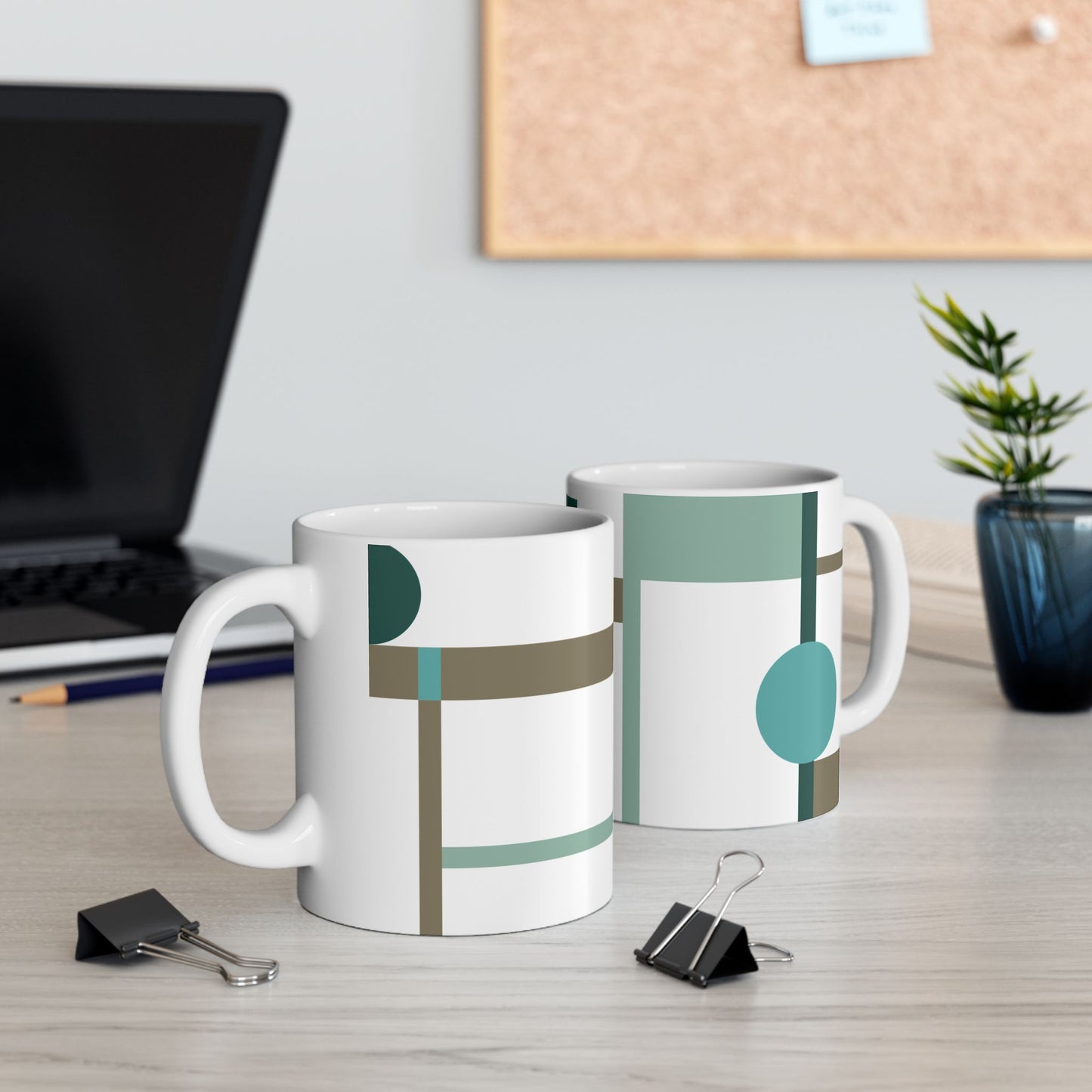 Teal & Earth Tones Abstract Coffee Mug | 11 oz Mug