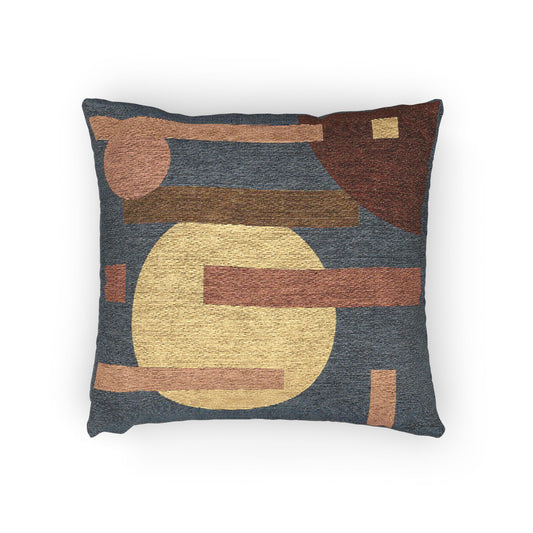 Orbital Composition Throw Pillow – Circles & Bars in Earth & Citrus Tones
