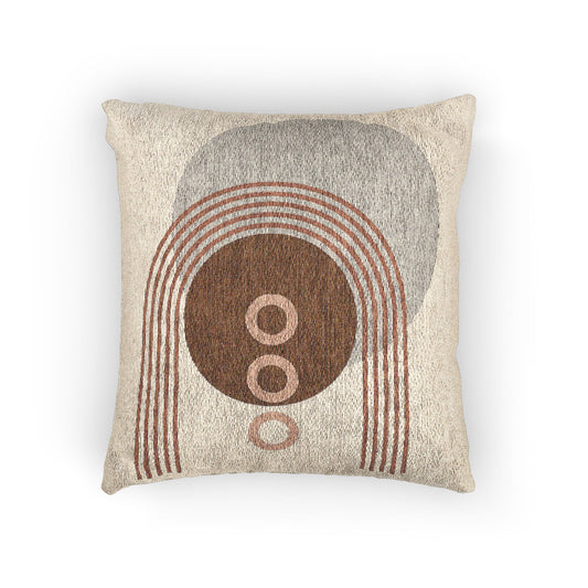 Terracotta Cascade – Geometric Woven Throw Pillow