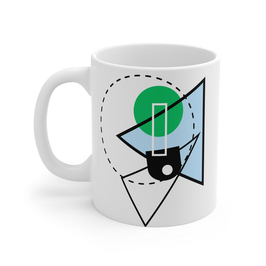 Abstract Geometry Mug – Green, Blue & Monochrome Modern Design