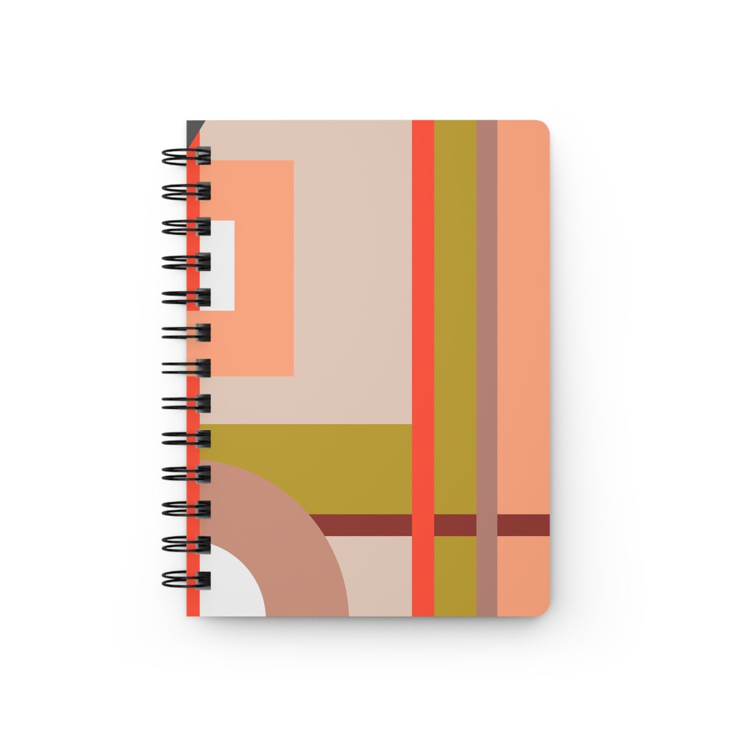 Peach & Olive Geometric Spiral Notebook