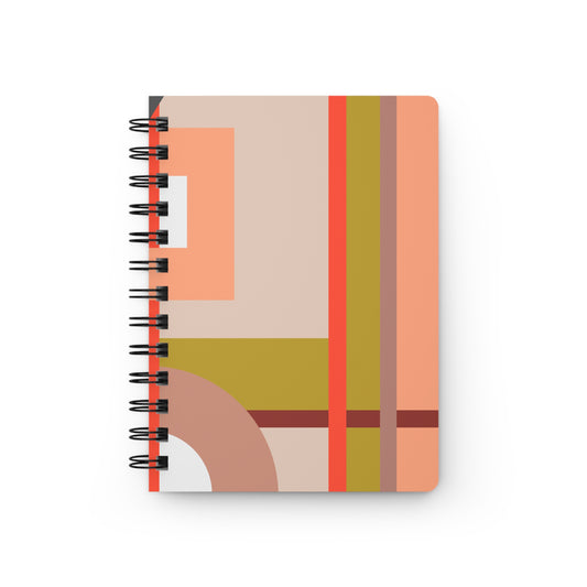Peach & Olive Geometric Spiral Notebook