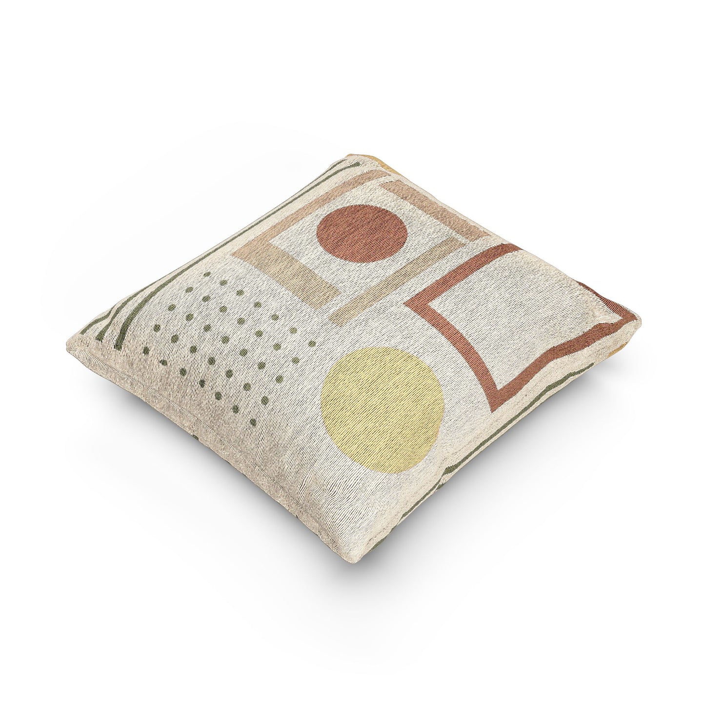 Modular Motif Throw Pillow – Mustard, Orange & Beige Geometry