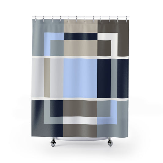Modern Grid Geometry Shower Curtain