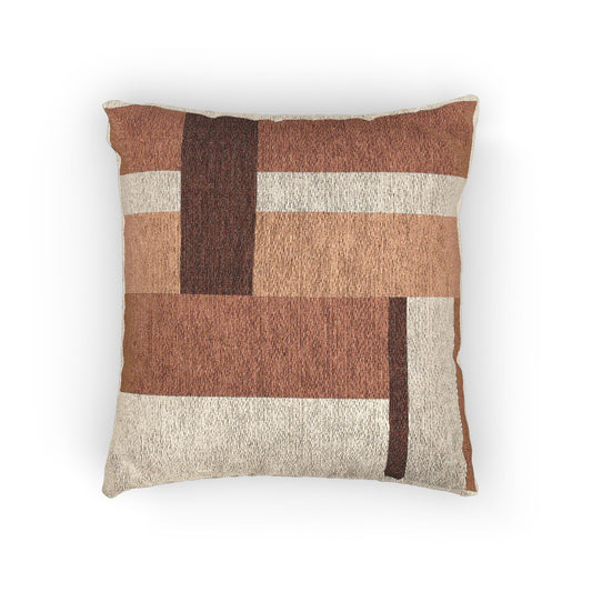 Color Band Throw Pillow – Orange, Brown & Cream Geometry