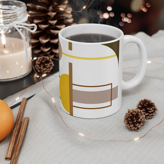 Golden Gridlines Abstract Coffee Mug | 11 oz Mug
