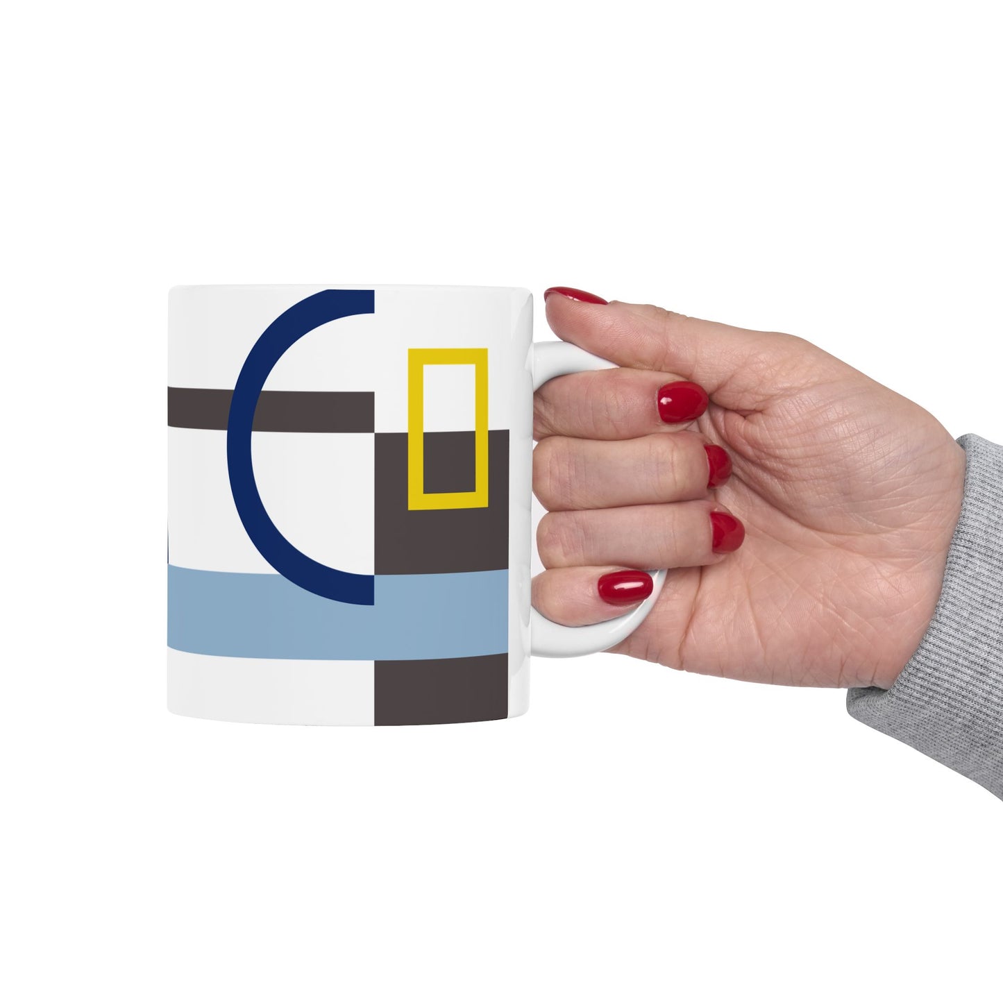 Bold Abstract Geometric Mug | Primary Color Block Coffee Cup | Modern Memphis Style Tea Mug | Architect & Designer Gift| Mid-Century Kitchenware | 11 oz Mug