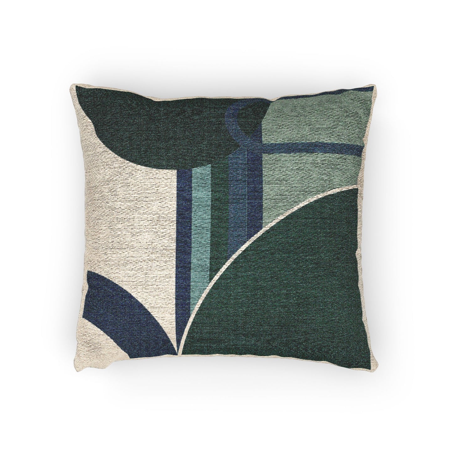Arcs & Stripes Throw Pillow – Teal, Blue & Green Geometry in Motion