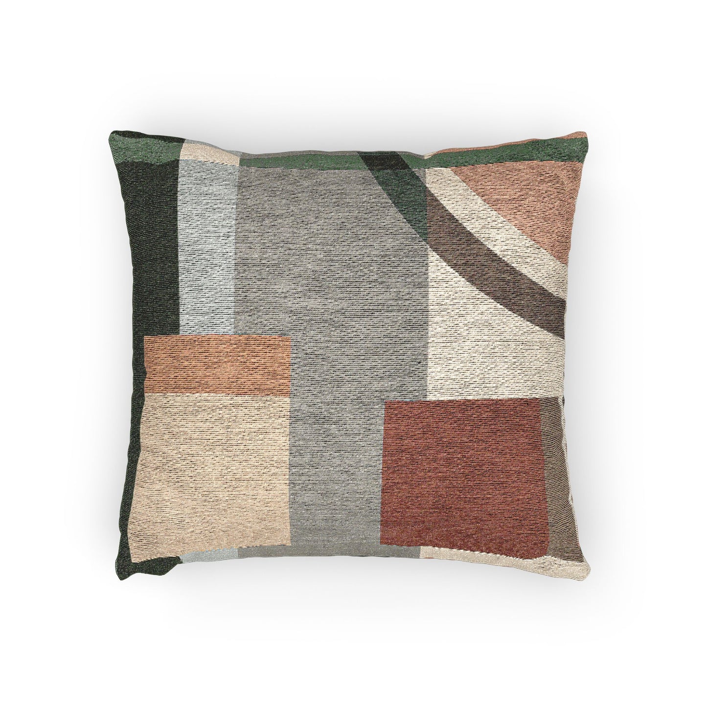 “Contours in Calm” Abstract Geometric Pillow – Earthy Green & Neutral Tones