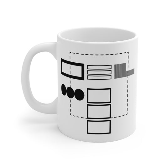 Three Lines Mug | 11oz Ceramic Coffee Mug | Modern Minimalist Black & White Design