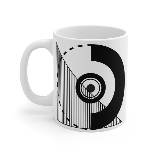 Modern Geometric Black & White Coffee Mug 11oz – Stylish Minimalist Design for Home or Office
