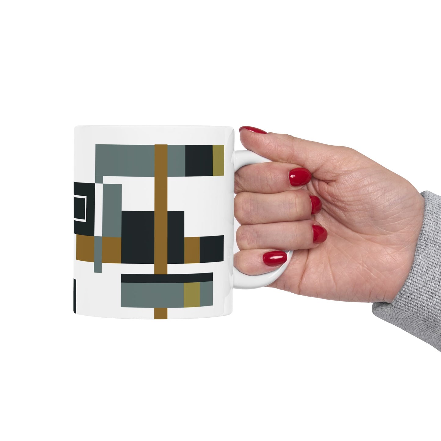 Architectural Geometric Abstract Coffee Mug | Modern Block Art | Bauhaus Inspired Kitchenware| 11 oz Mug