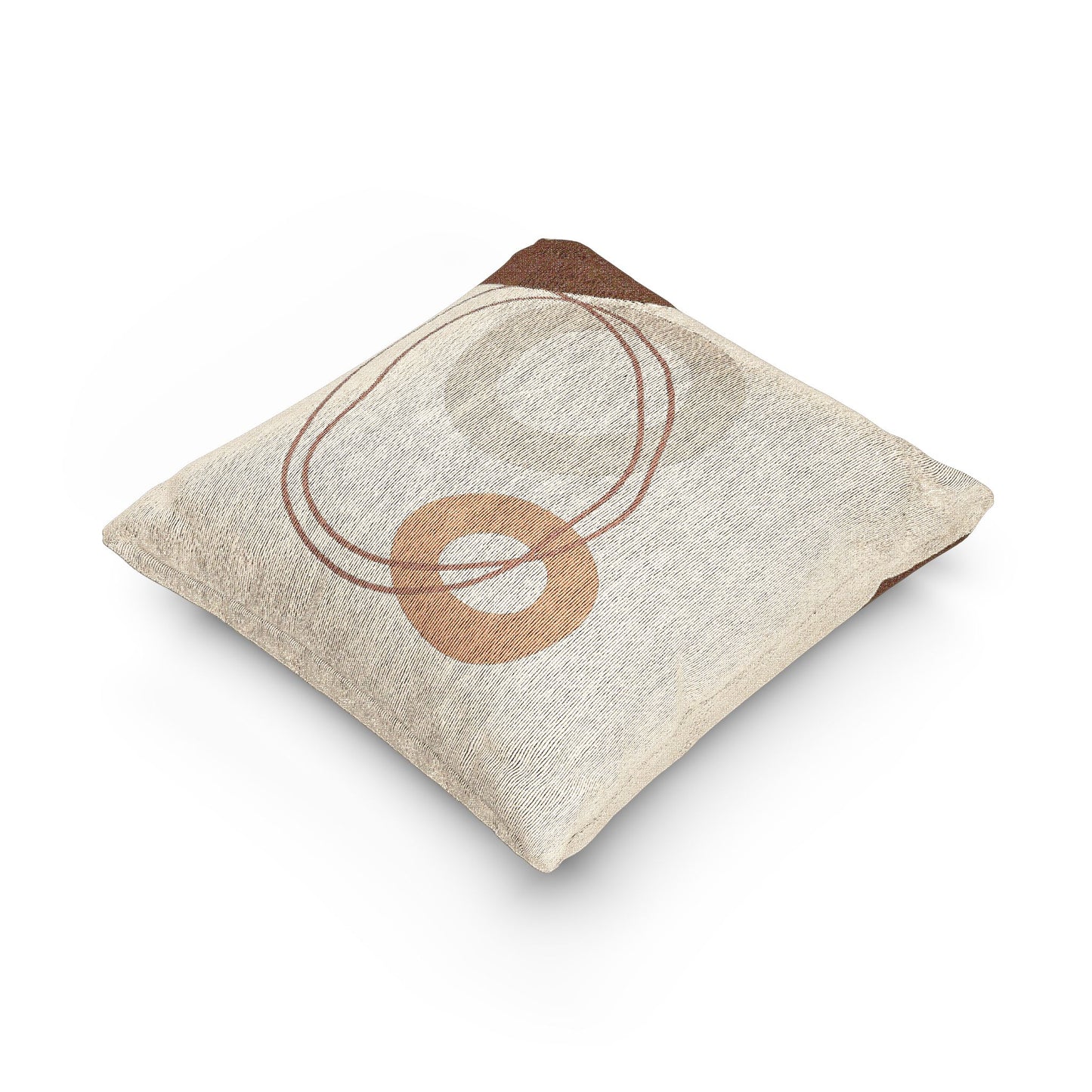 Abstract Orbit Throw Pillow – Circles & Wavy Lines in Earthy Tones