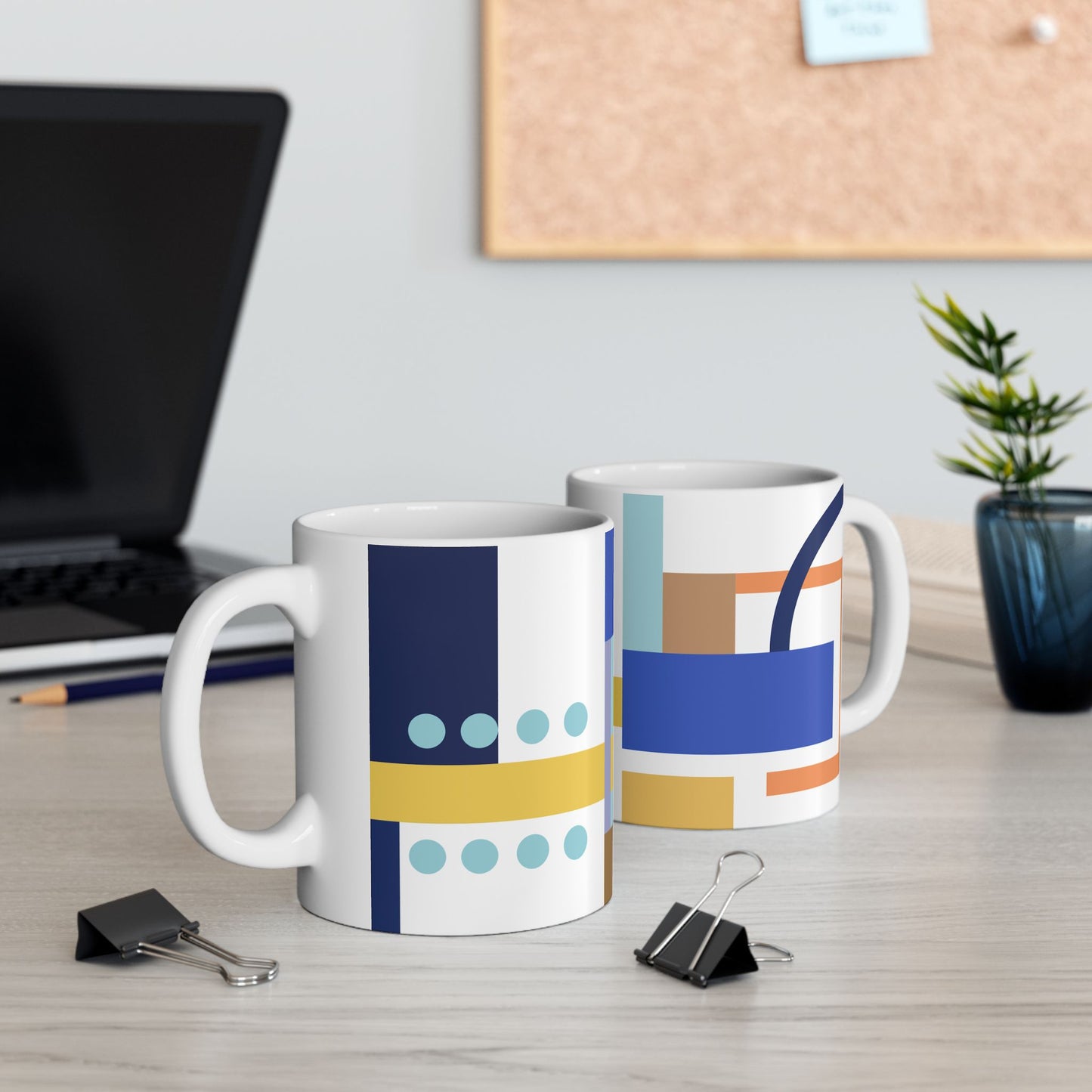 Modern Blocks Coffee Mug | Mid-Century Kitchenware | 11 oz Mug