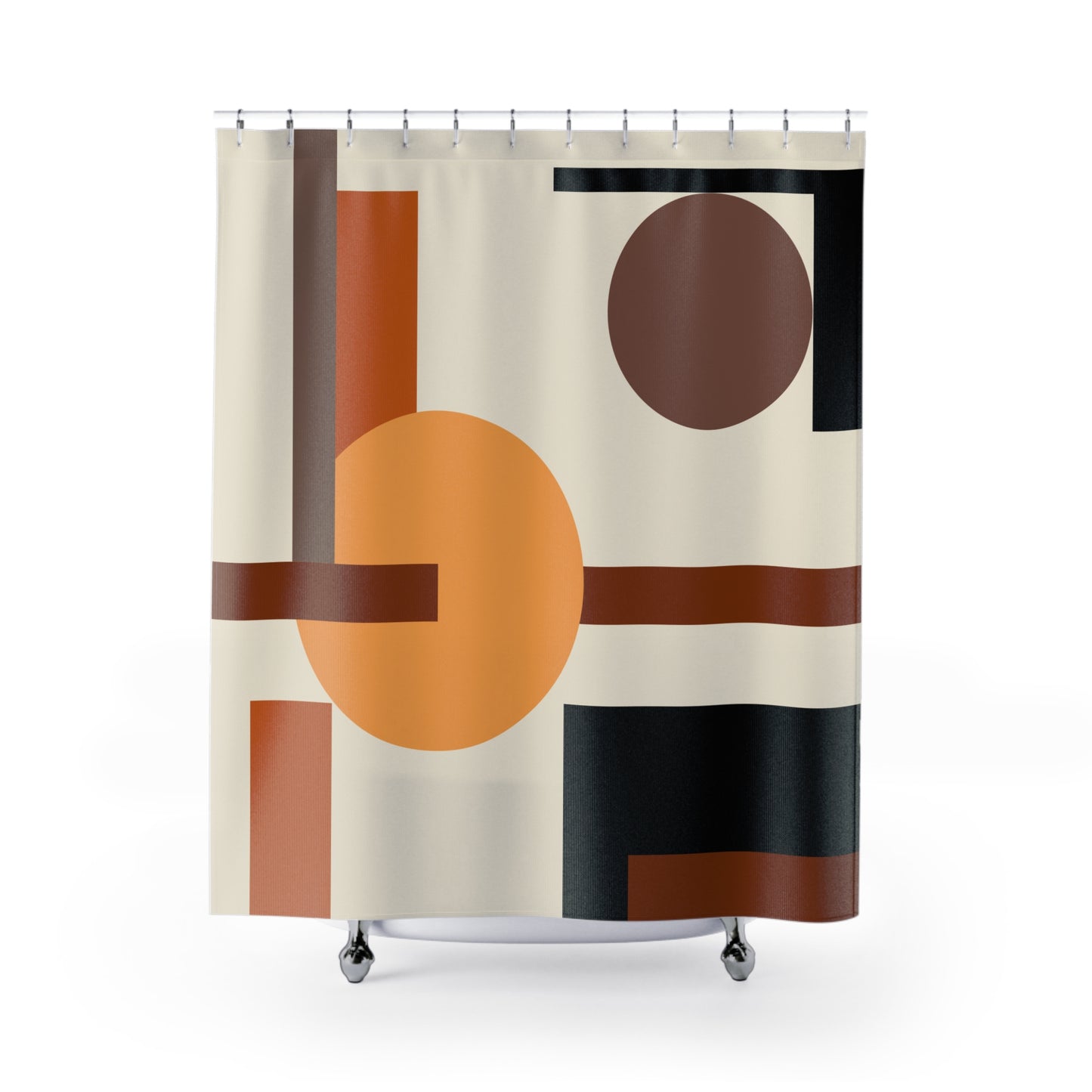 Architectural Geometric Abstract Shower Curtain | Modern Bauhaus Circles & Lines