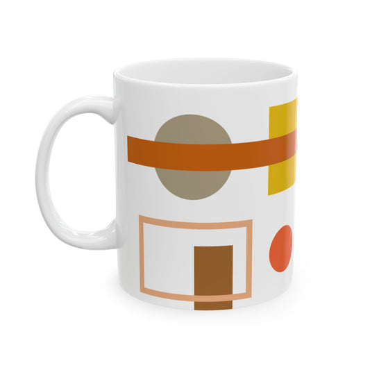 Shapes & Color Blocks Abstract Coffee Mug | Mid-Century Kitchenware | 11 oz Mug