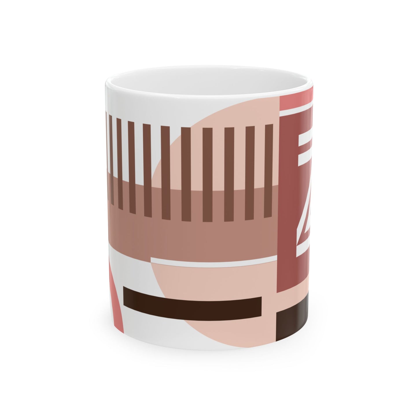"Z" Geometric Grid – Terracotta & Espresso Abstract Monogram Mug | 11 oz Mug