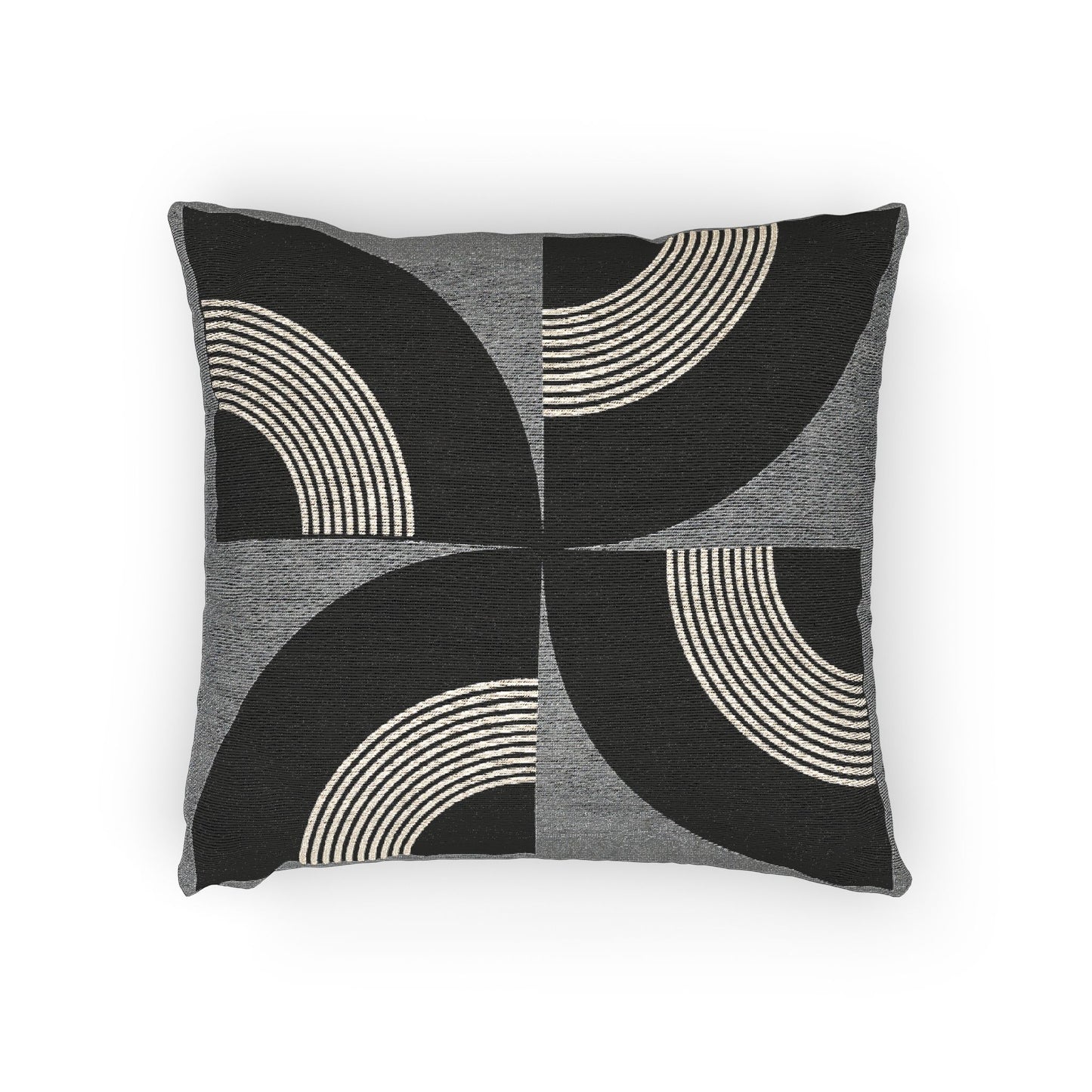 Concentric Rhythm Throw Pillow – Black & White Geometric Symmetry