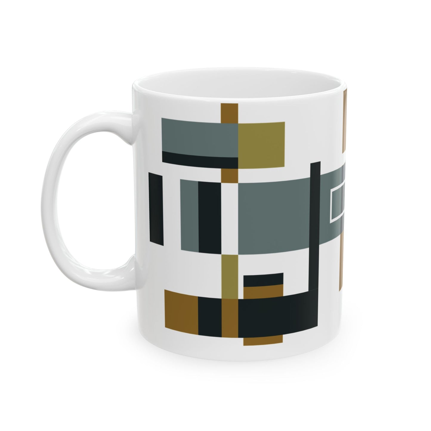 Architectural Geometric Abstract Coffee Mug | Modern Block Art | Bauhaus Inspired Kitchenware| 11 oz Mug