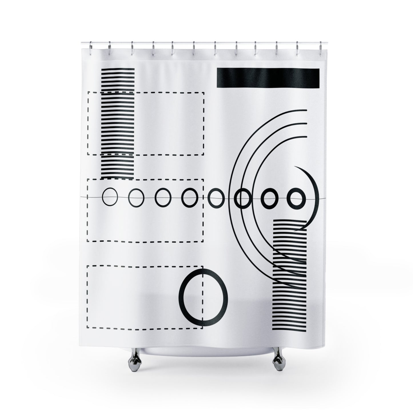 Modern Geometric Shower Curtain - Stylish Bath Decor with Colorful Bird Design