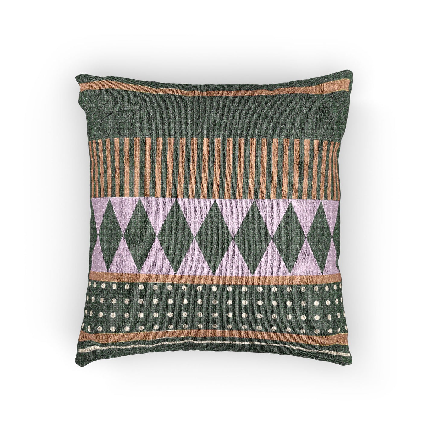 “Midnight Bandwidth” – Patterned Throw Pillow in Gold, Lavender & Noir