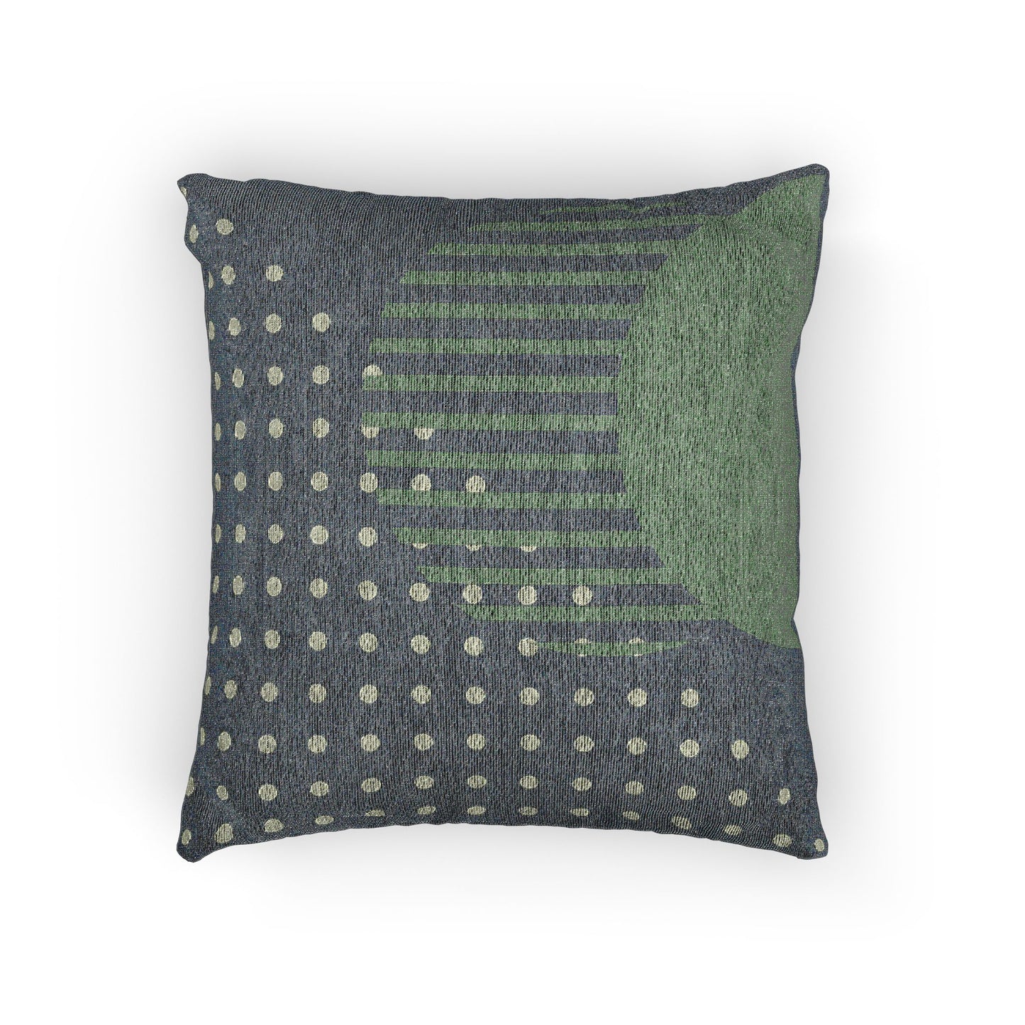Dot Grid Eclipse Throw Pillow – Mint Green Geometry on Black