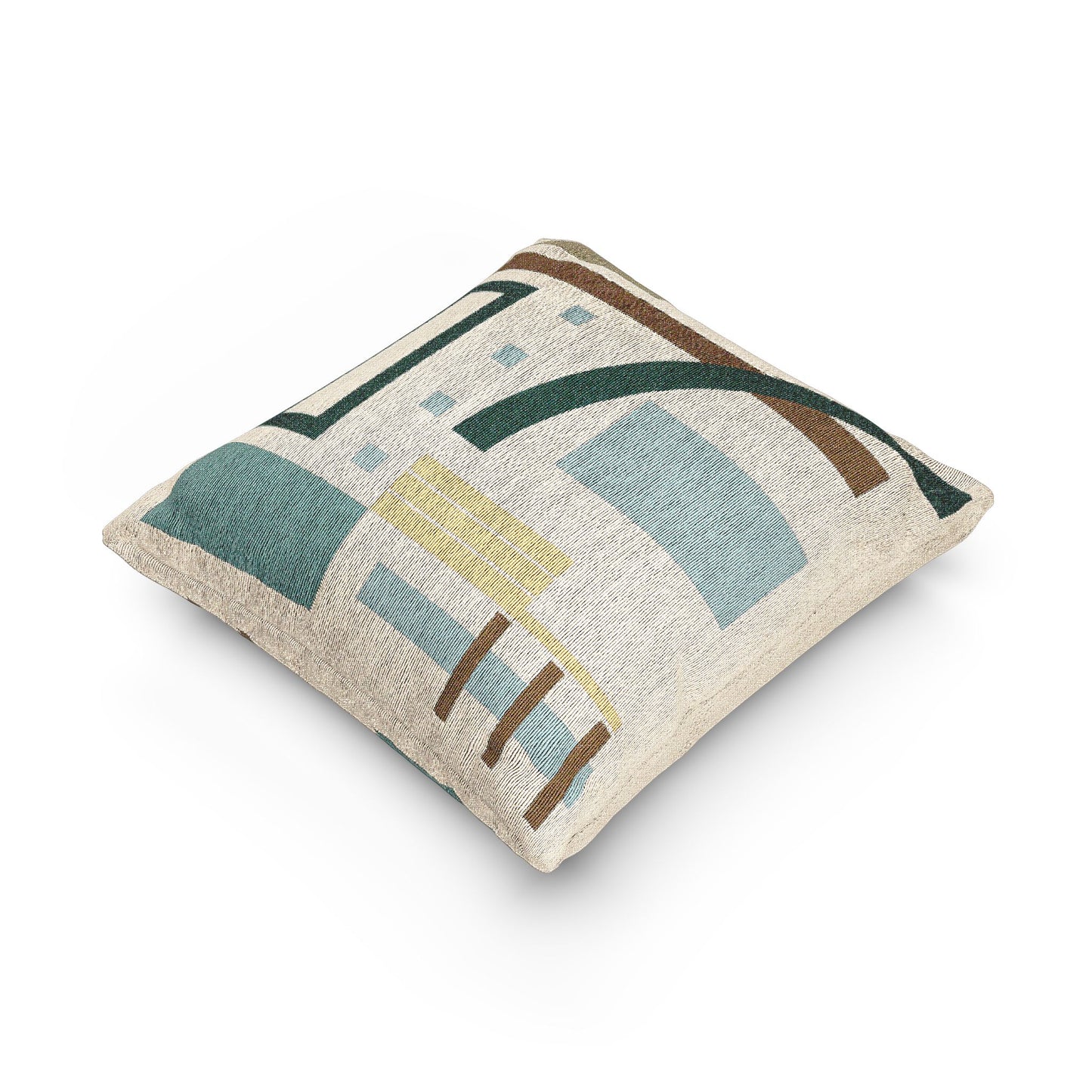 Modular Terrain Throw Pillow – Teal, Mustard & Earth Tones