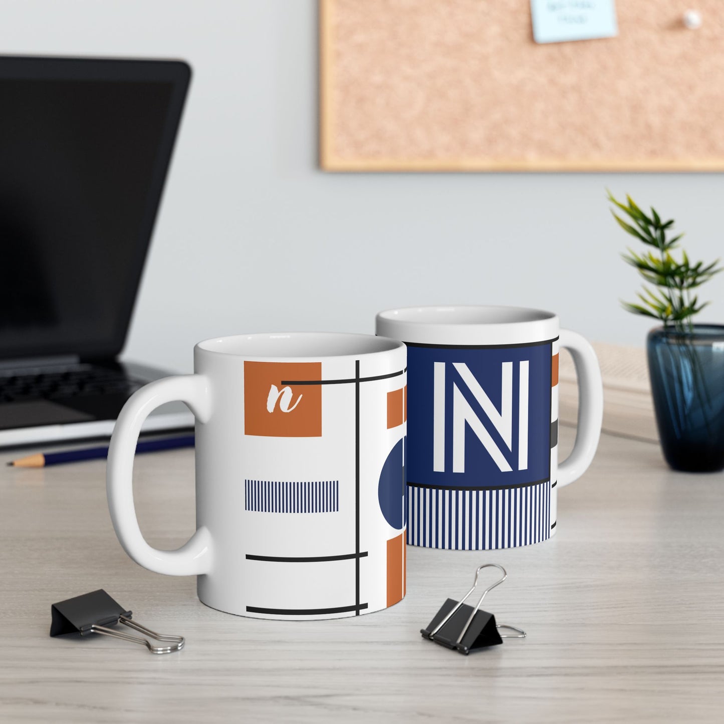 "N" Structural Grid – Constructivist Monogram Mug | 11 oz Mug