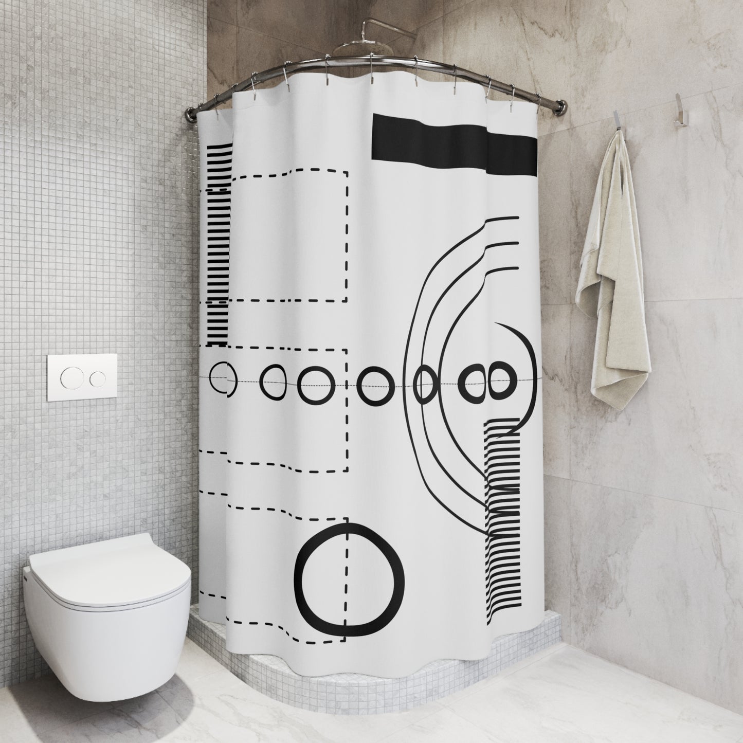 Minimalist Monochrome Shower Curtain – Geometric Modern Design
