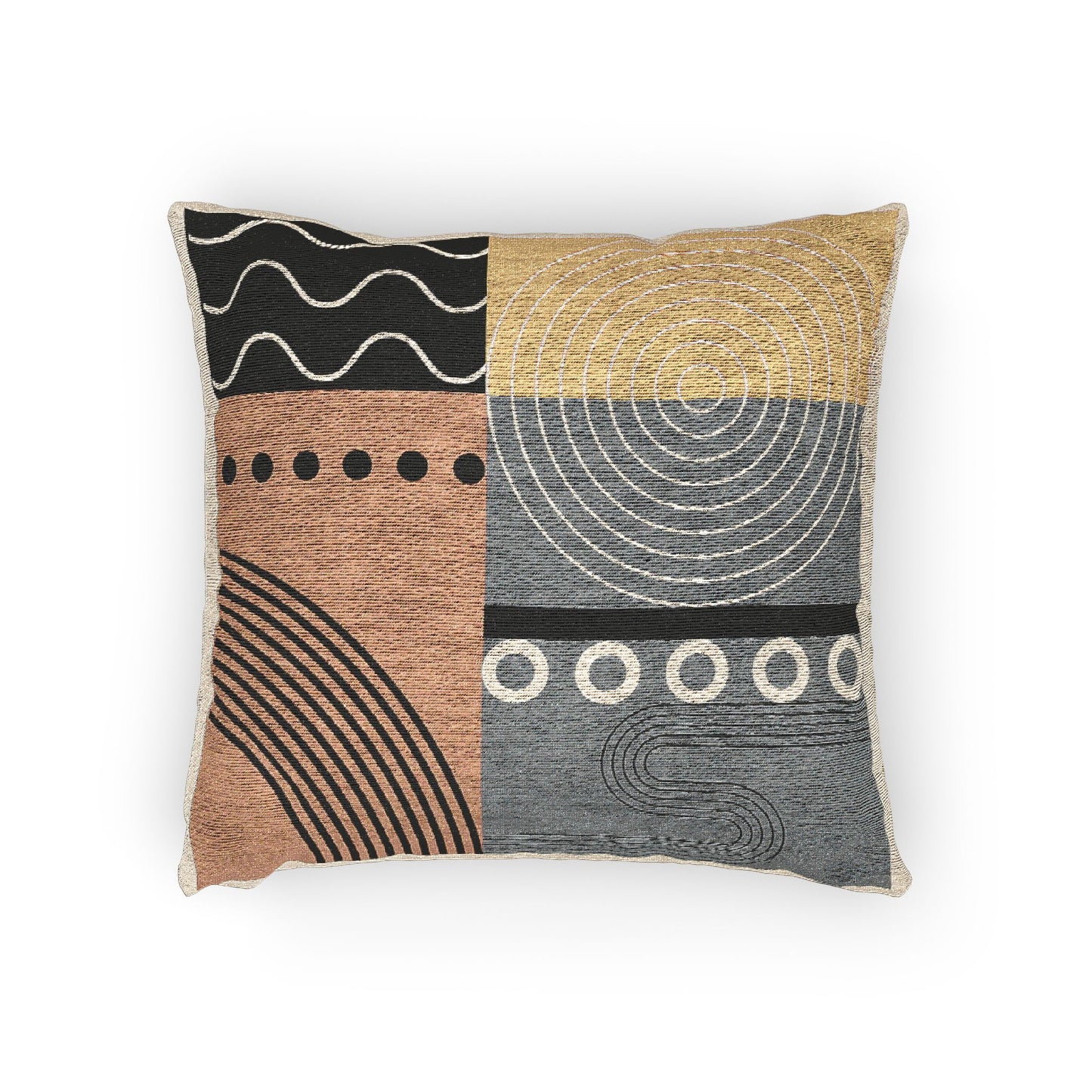 Retro Fusion – Geometric Woven Throw Pillow