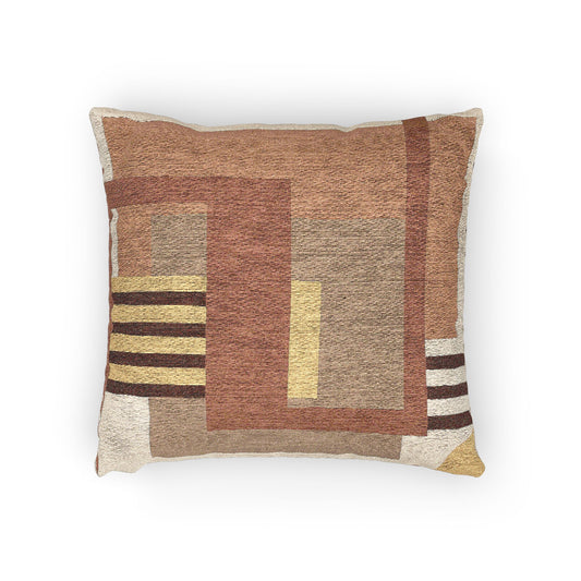 Earthy Striped Geometric Throw Pillow – Modern Textured Accent