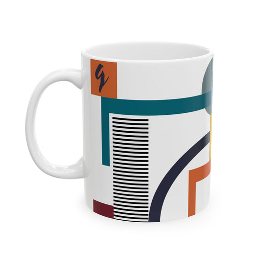 "Q" Constructivist Monogram Mug – Bauhaus Geometric Studio Cup | 11 oz Mug