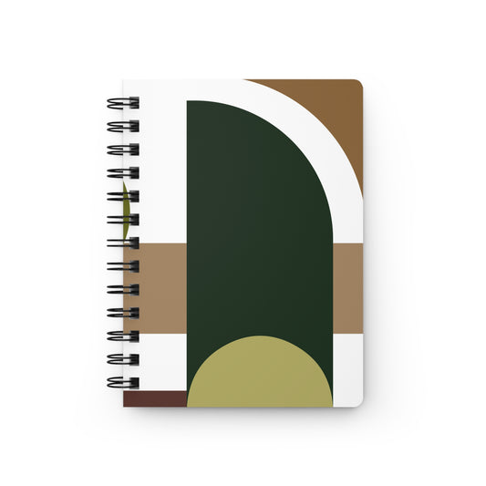 Earthy Forest Green & Taupe Abstract Spiral Notebook | Modern Geometric Journal | Nature-Inspired Stationery