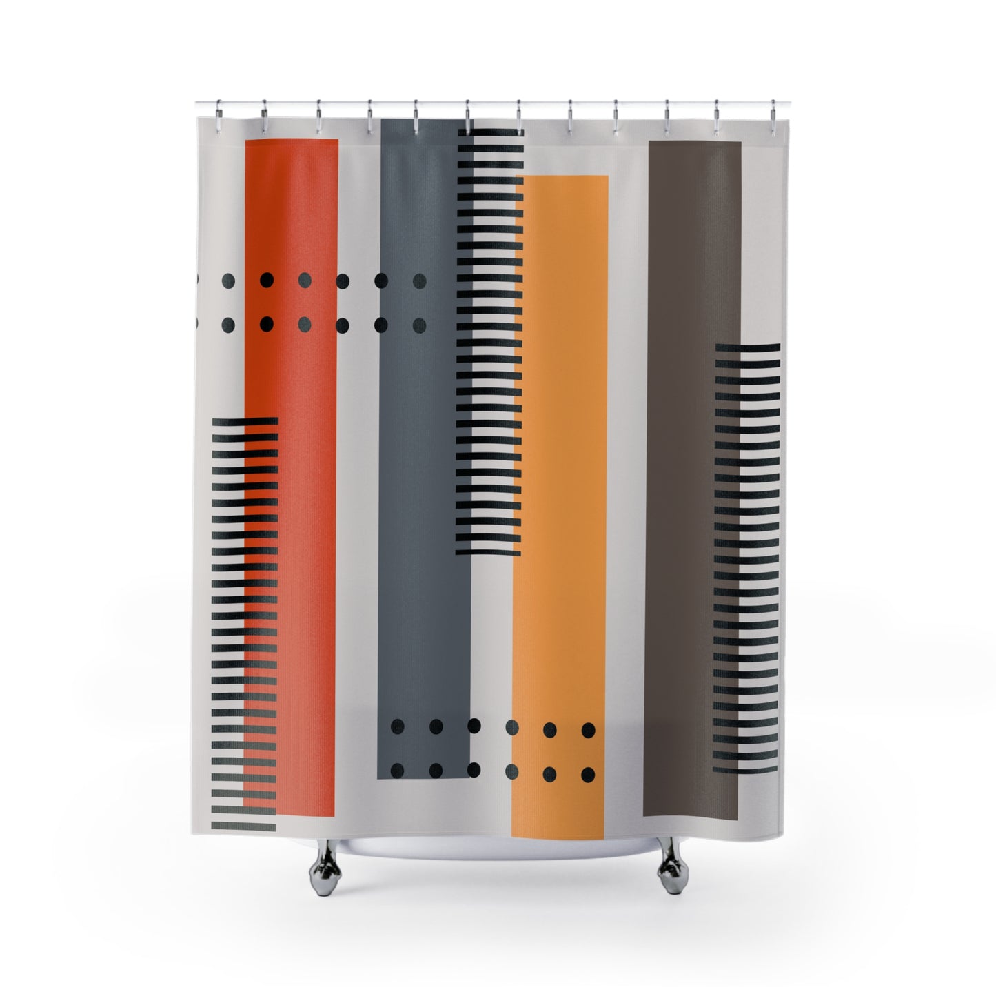 Mid-Century Modern Striped Shower Curtain | Retro Vertical Geometric Art