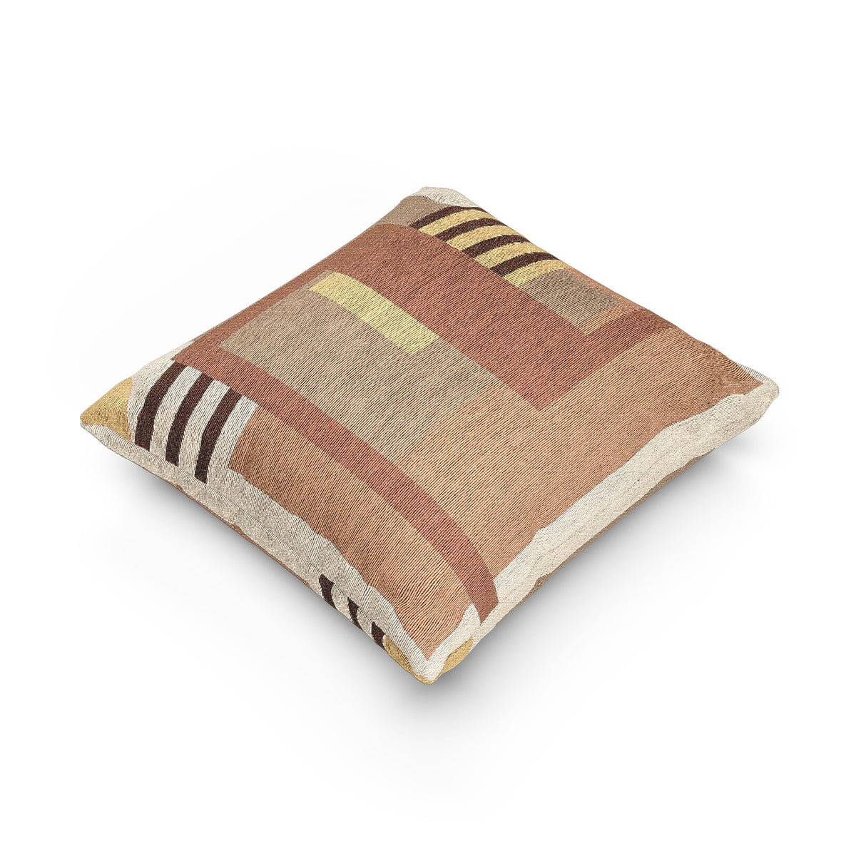 Earthy Striped Geometric Throw Pillow – Modern Textured Accent