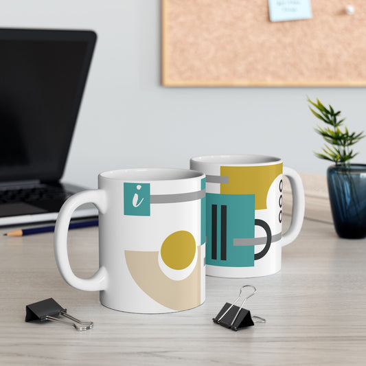 "I" Geometric Composition – Bauhaus Abstract Monogram Mug | 11 oz Mug