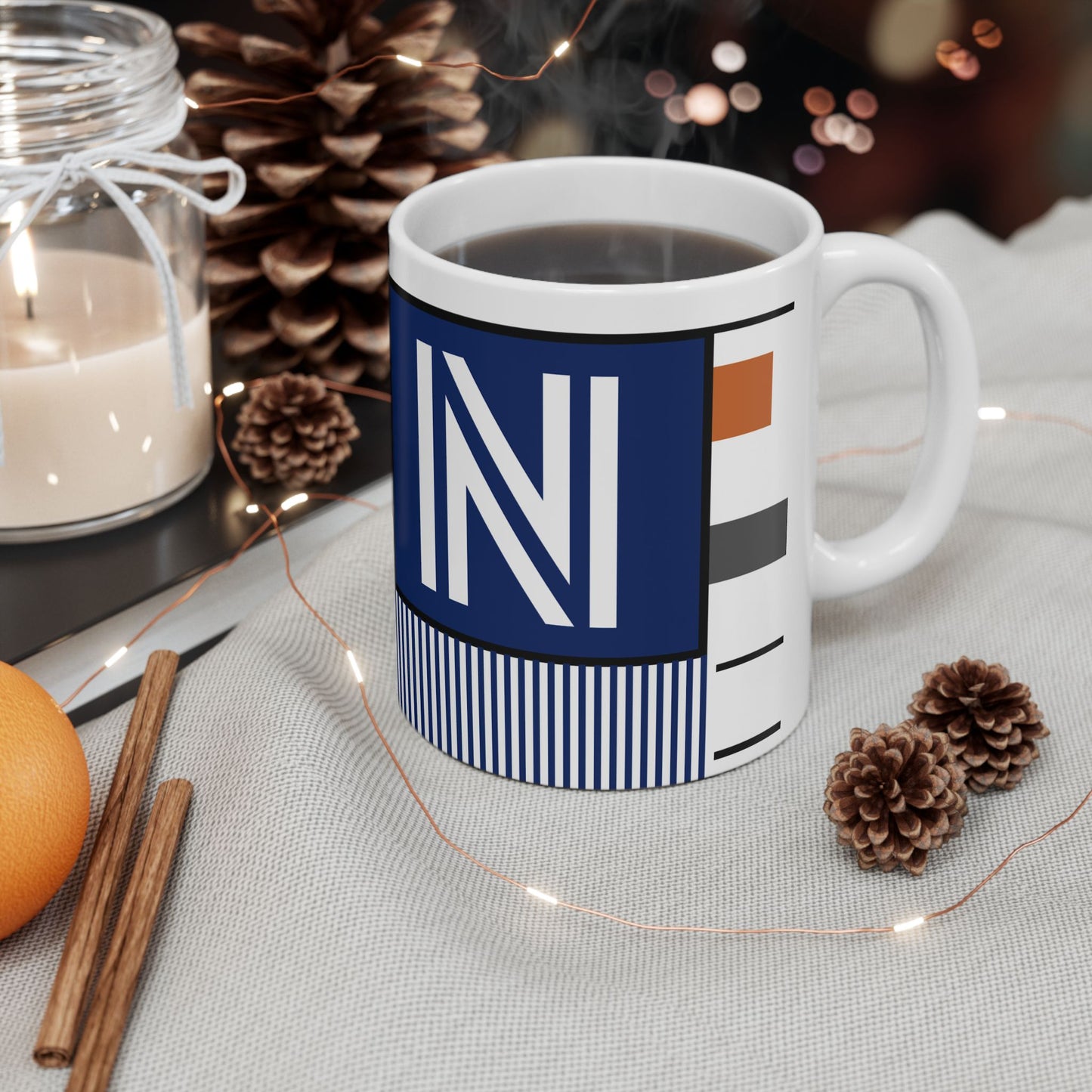 "N" Structural Grid – Constructivist Monogram Mug | 11 oz Mug