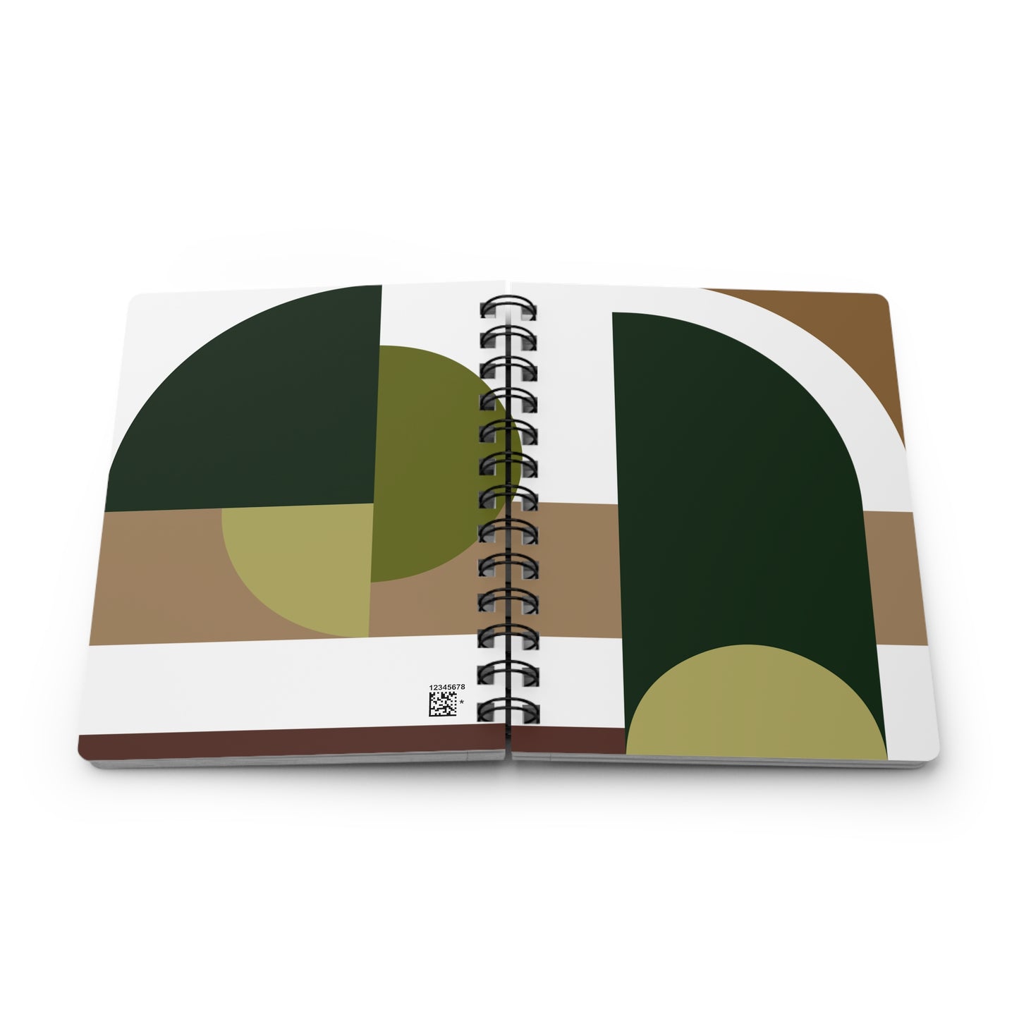 Earthy Forest Green & Taupe Abstract Spiral Notebook | Modern Geometric Journal | Nature-Inspired Stationery