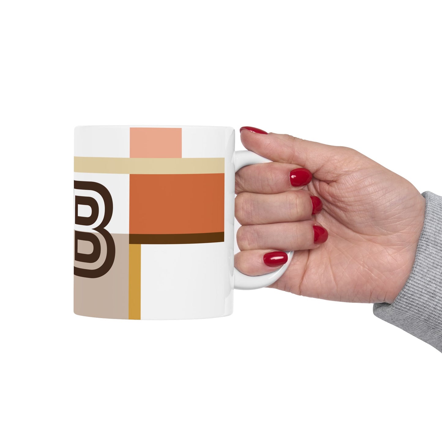 "B" Structural Grid – Bauhaus Abstract Monogram Mug | 11 oz Mug