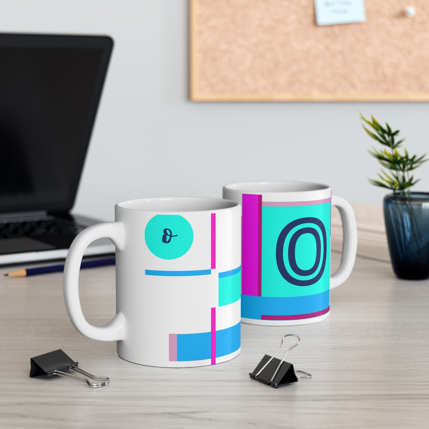 "O" Geometric Composition – Vibrant Bauhaus Monogram Mug | 11 oz Mug