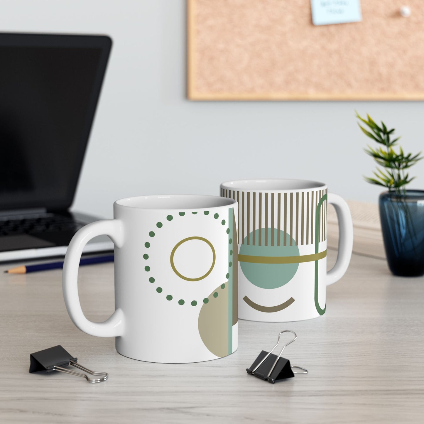 Olive Circle & Earth Tone Coffee Mug | 11 oz Mug