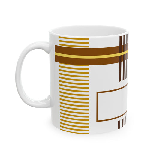 Golden Gridlines Abstract Coffee Mug | 11 oz Mug
