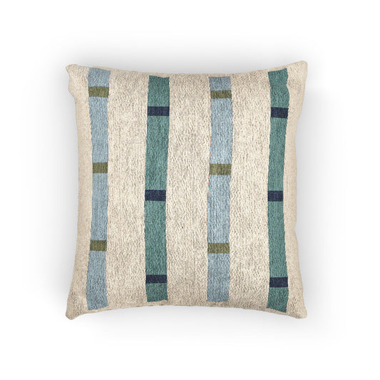 Column Study Throw Pillow – Teal, Blue & Olive Geometry