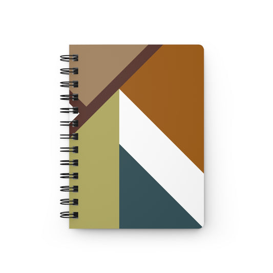 Dynamic Geometric Abstract Spiral Notebook | Modern Earth & Teal Angled Design Journal