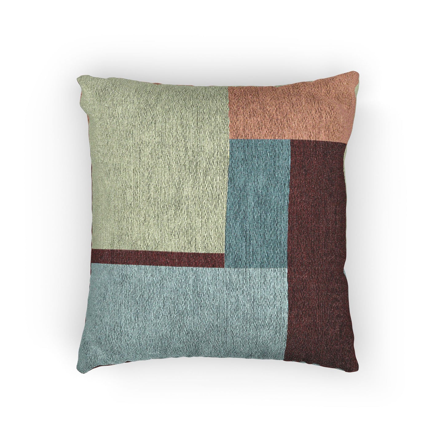 Modern Patch Harmony Cushion – Blue, Peach & Maroon Accent Pillow