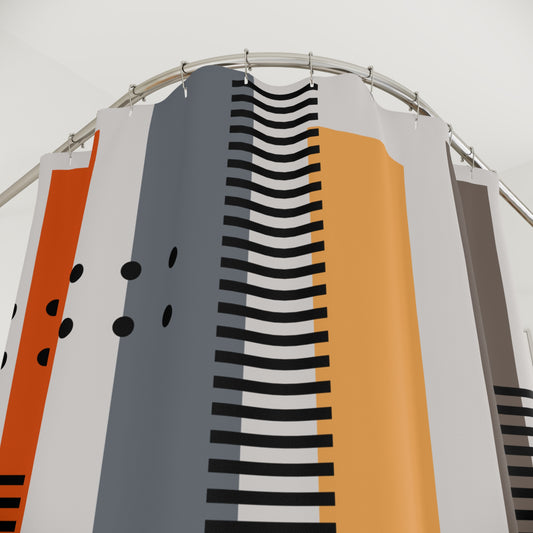 Mid-Century Modern Striped Shower Curtain | Retro Vertical Geometric Art