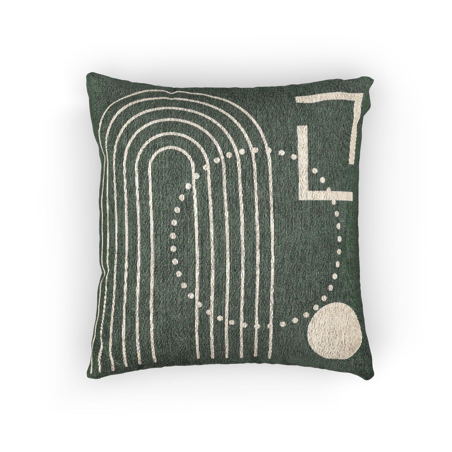 Monochrome Arc – Geometric Woven Throw Pillow