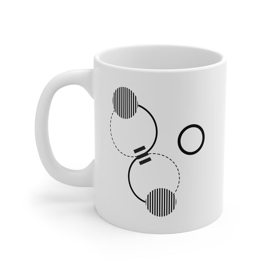 Modern Black & White Circle Mug | 11oz Ceramic Mug | Minimal Abstract Geometric Design