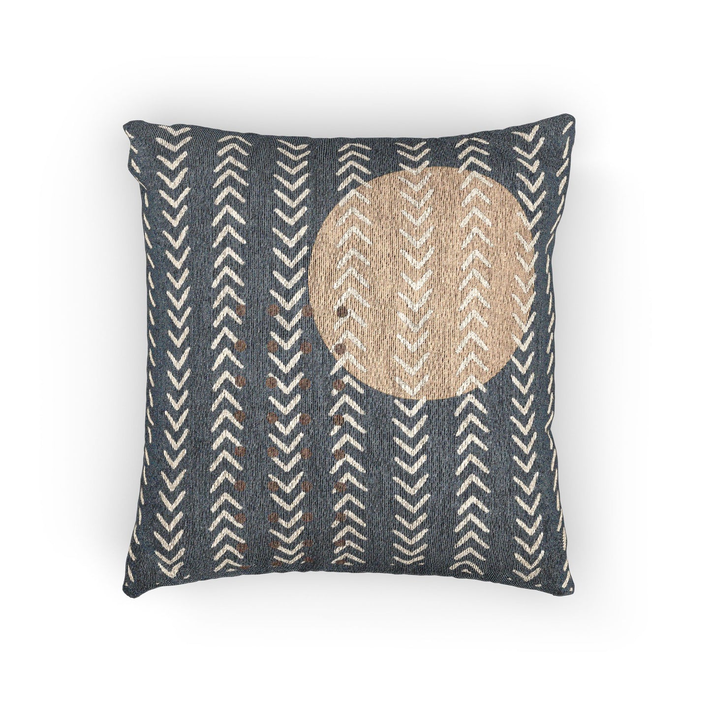 Chevron Eclipse Throw Pillow – Black & White Arrows with Earth-Toned Accents