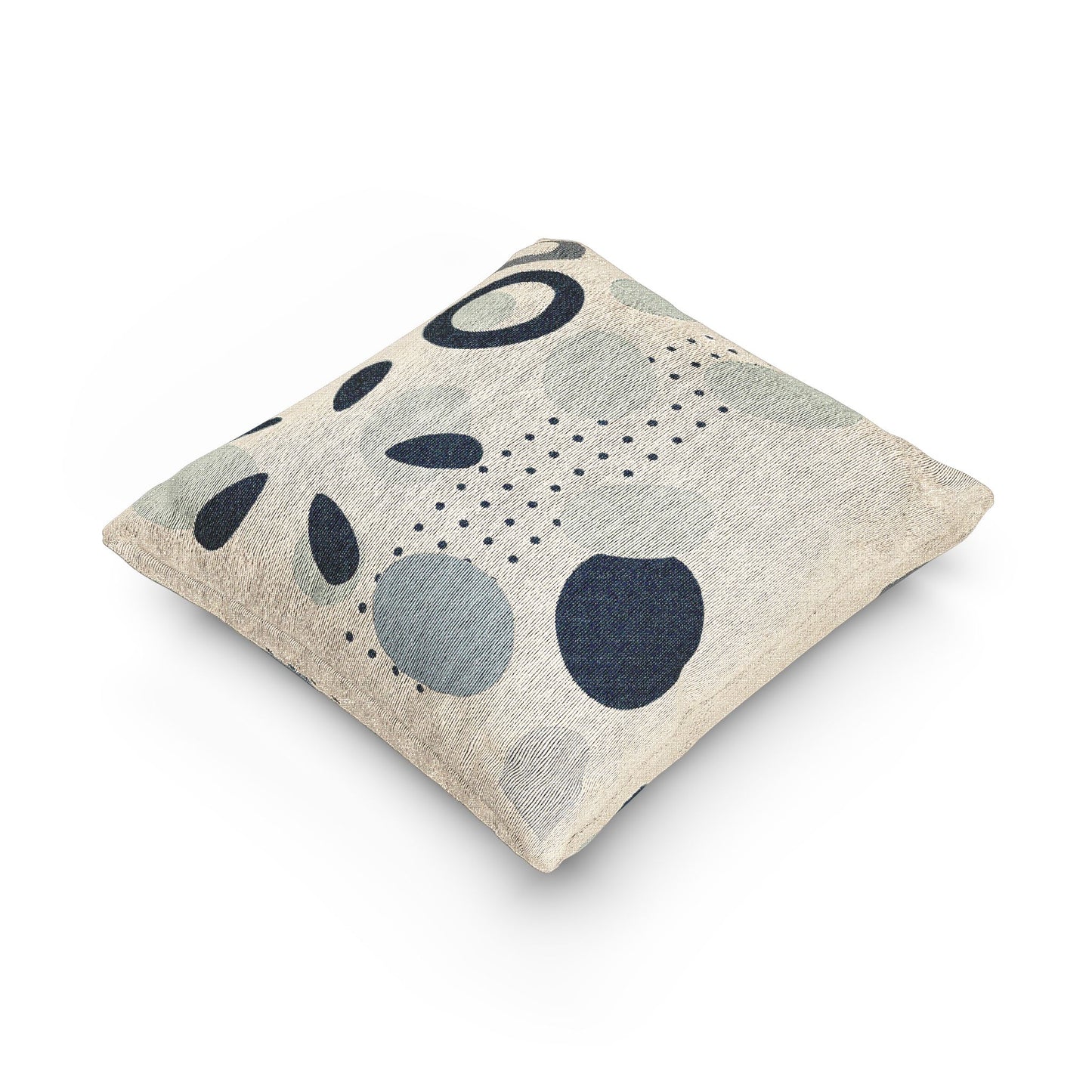 “Drift Array” – Abstract Ovals & Dots Throw Pillow in Cool Tones
